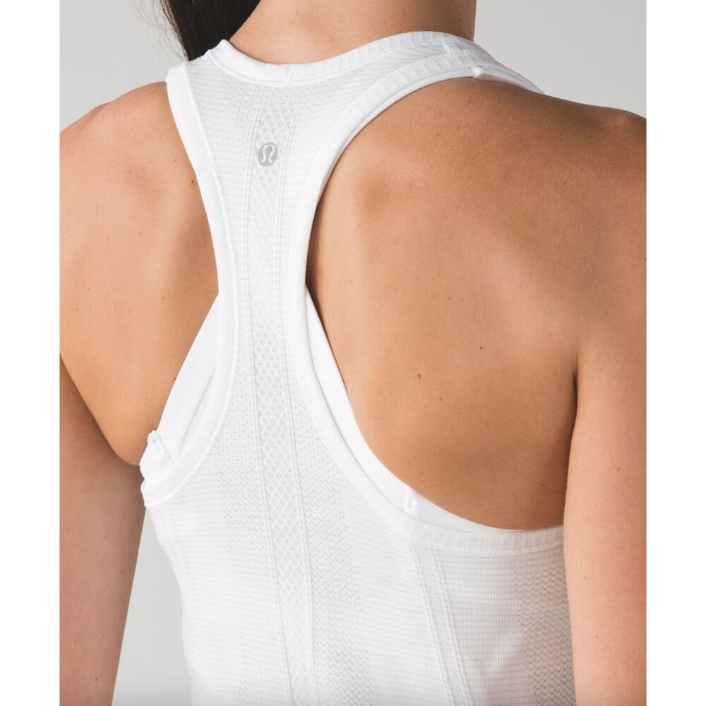 Lululemon Swiftly Tech Racerback 8 Heathered White Athletic Activewear Lightweig